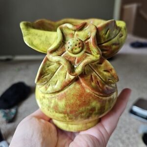 Vintage MCM Yellow Drip Glaze Vase Knowles Taylor Knowles Art Pottery 4.25" Tall